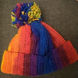 Colorful Rainbow Winter Crochet Hat